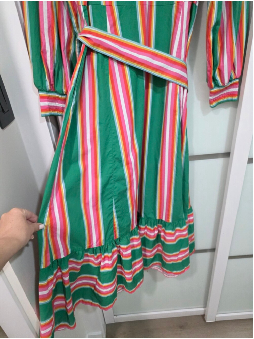 Boden Astrid Green Multicolor Stripe Midi Shirt Dress Size US 10R - Picture 15 of 16